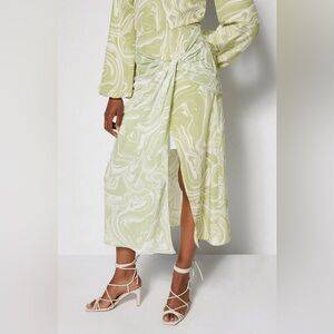 NWT Jonathan Simkhai Revolve Izabella Midi Skirt Cactus Painted Marble green